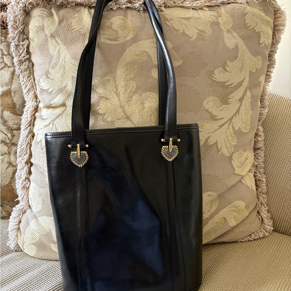 Brighton Elegant Black Leather Tote Bag